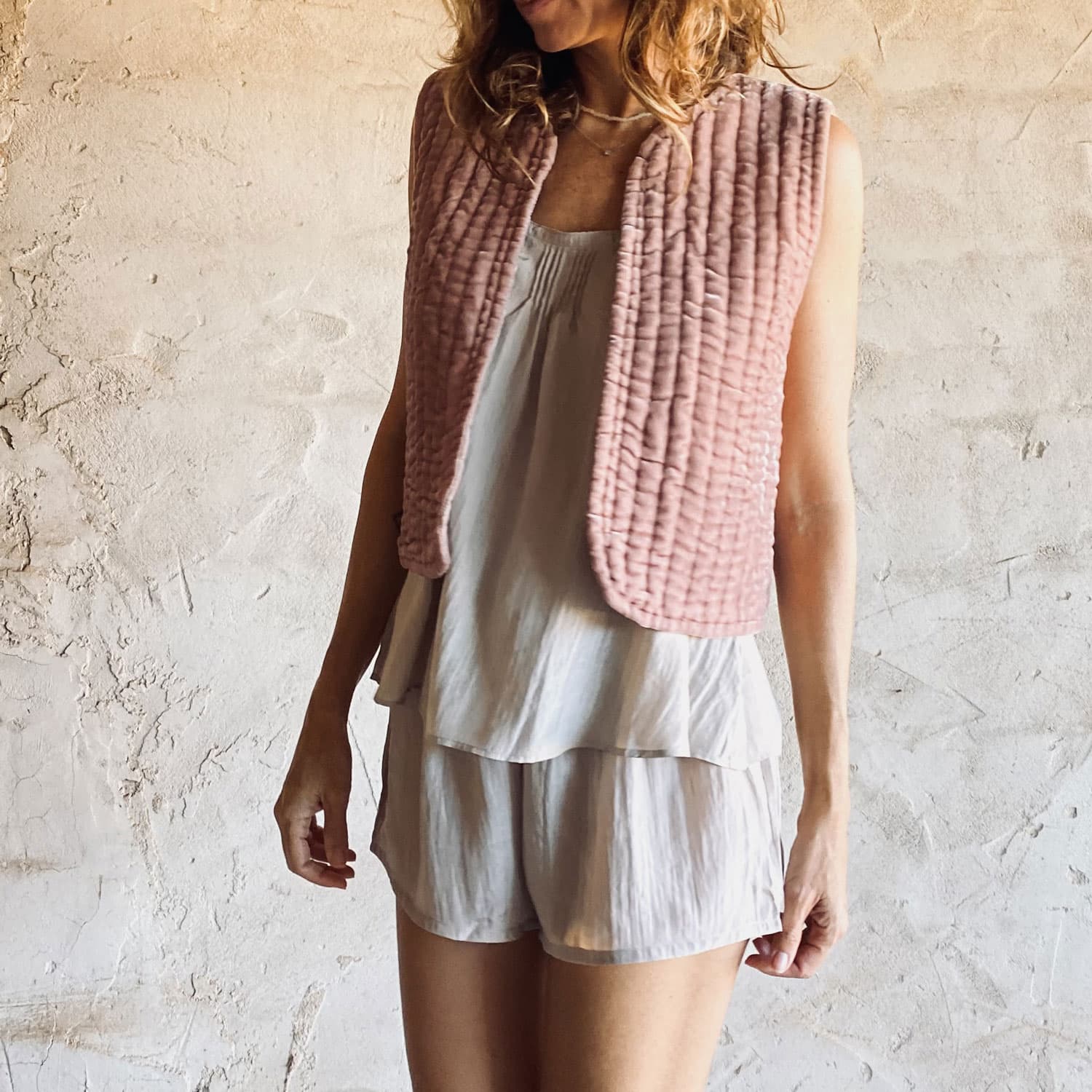 Nora Vest - Women - SV Silk Velvet - S007 Dusty Pink - n°74 E - Shop - 7400000136696