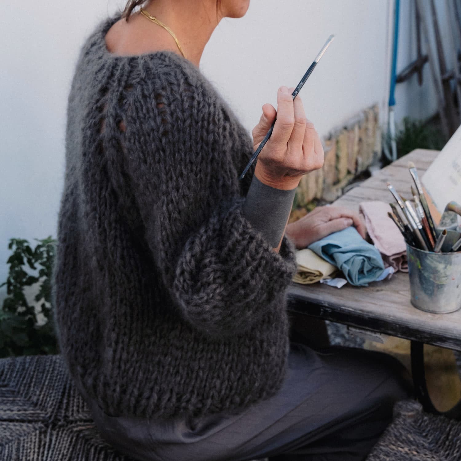 Paulina Vest  - Women - MO Mohair - S045 Stone Grey