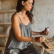 Selene Top - Women - HS Habotai Silk 40 - S045 Stone Grey