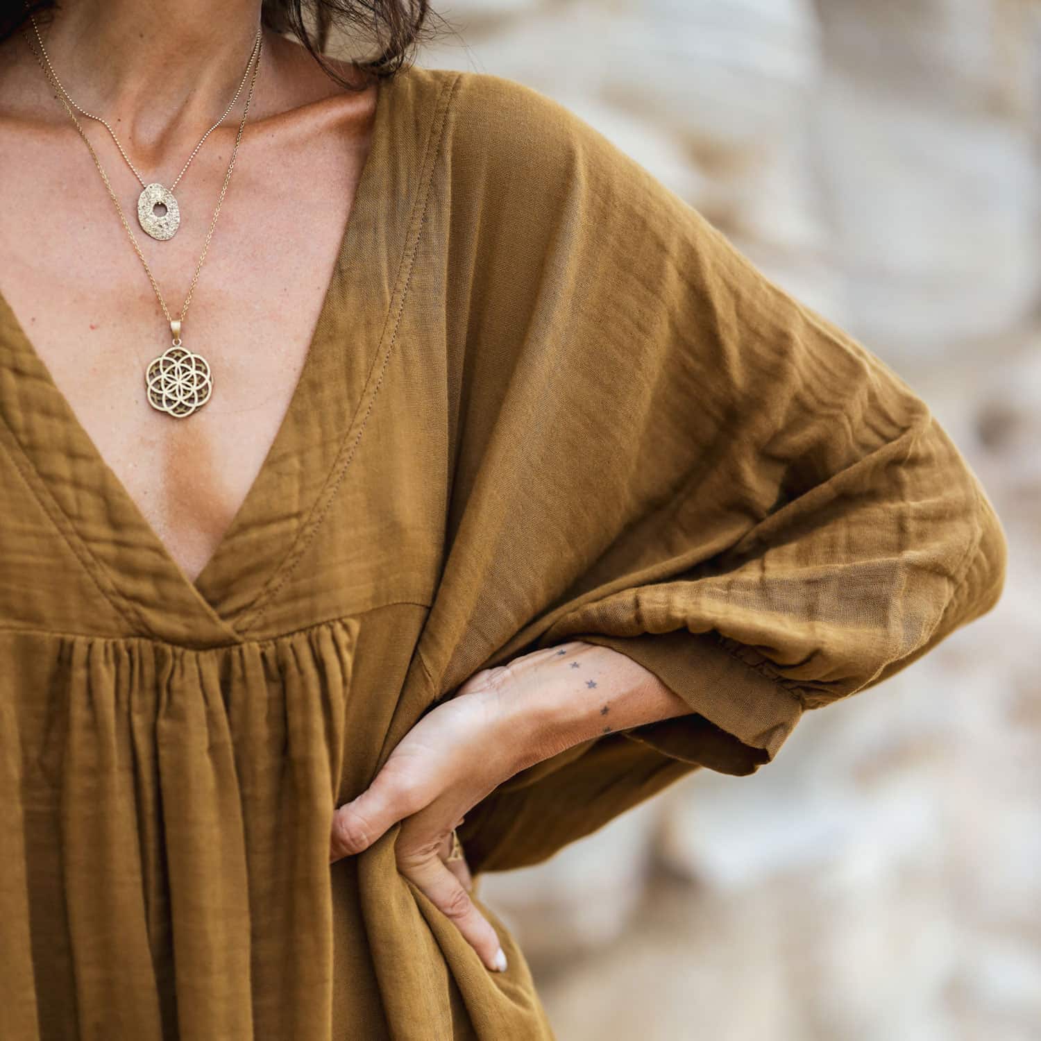 Valou Long Dress - Women - DS Double Saloo - S050 Antique Bronze - n°74 E - Shop - 7400000136644