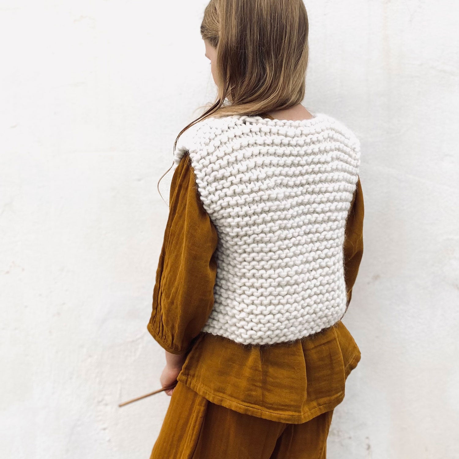 Andrea Gilet - Kids - WA Wool Alpaca - S000 Natural
