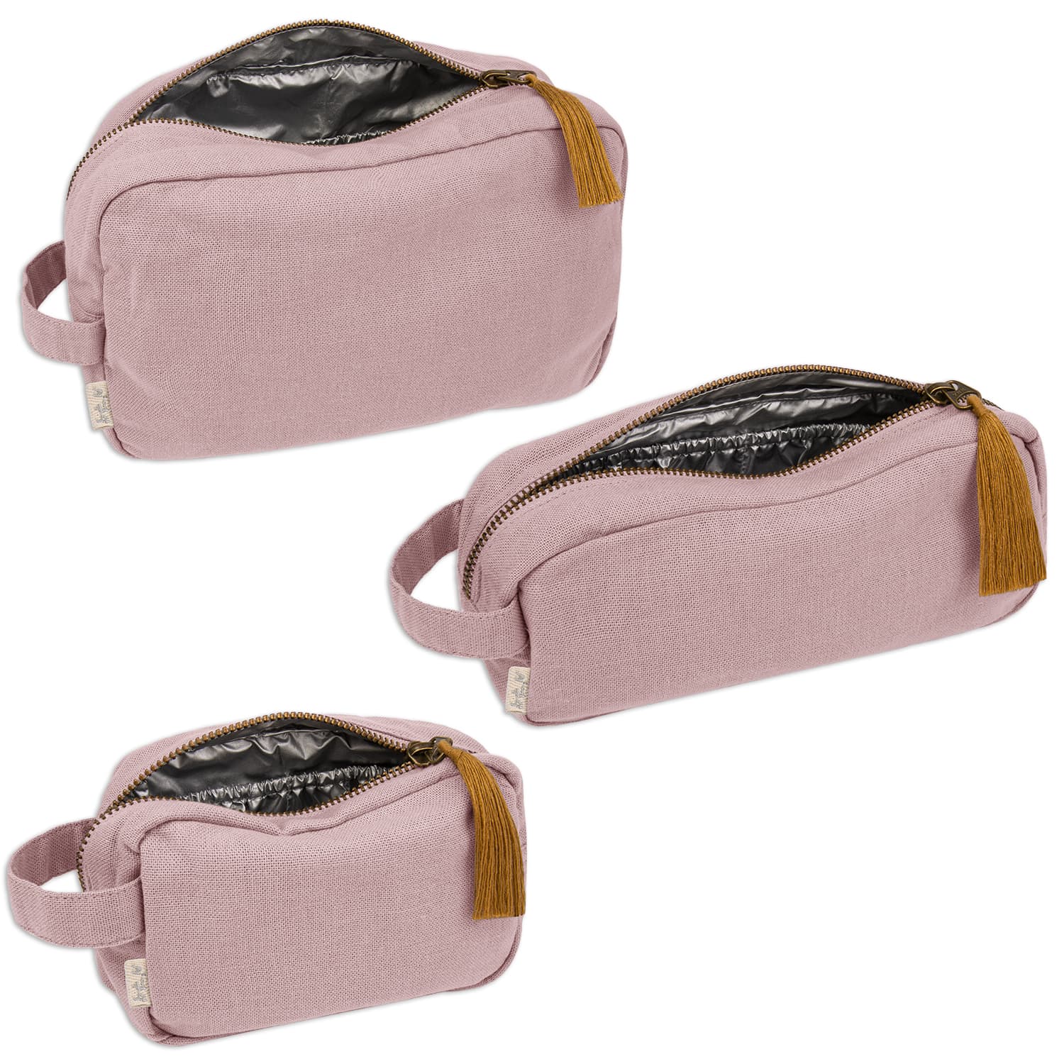 Canvas zipper bag (AKZ) White/Pink - Shop Akaneg Form Handbags