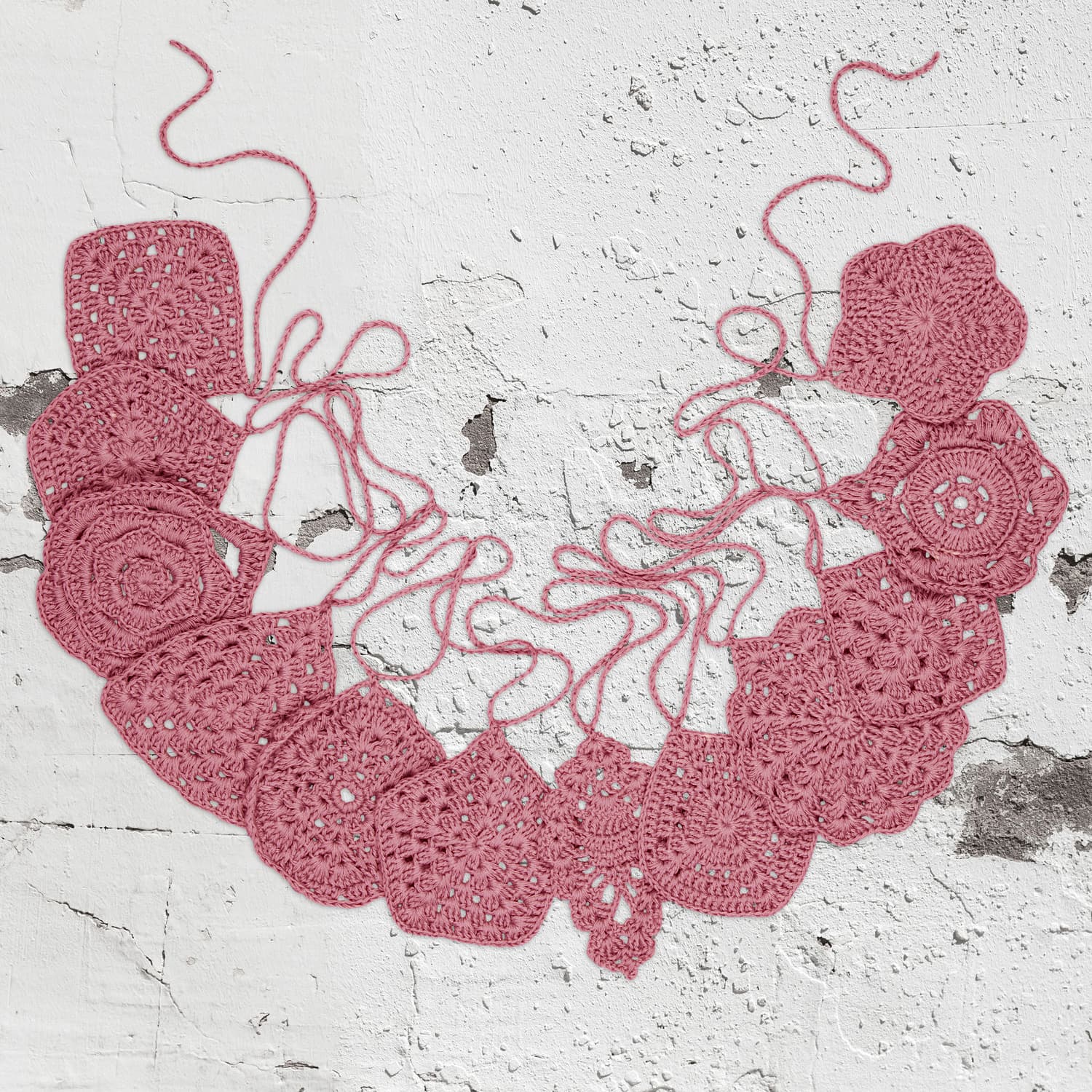 Numero 74 - Crochet Garland - Baobab Rose - S042