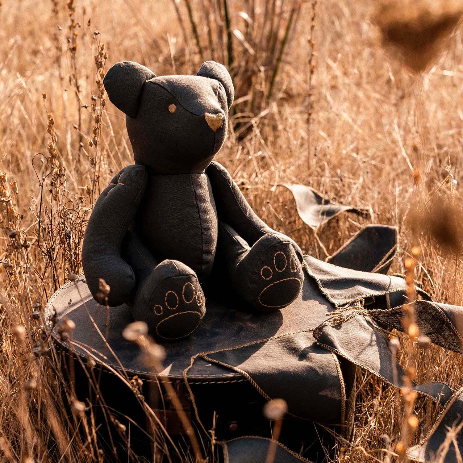 Ted Bear Cushion  - CV Canvas - S021 Dark Green Grey