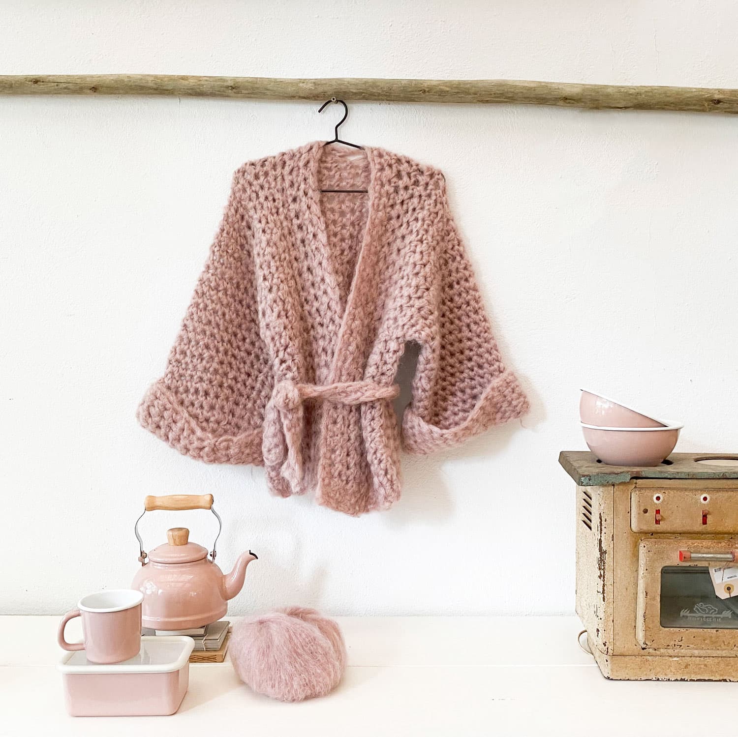 Atelier Crochet Kimono - Women - MO Mohair - S007 Dusty Pink - n°74 E - Shop - 7400000133809