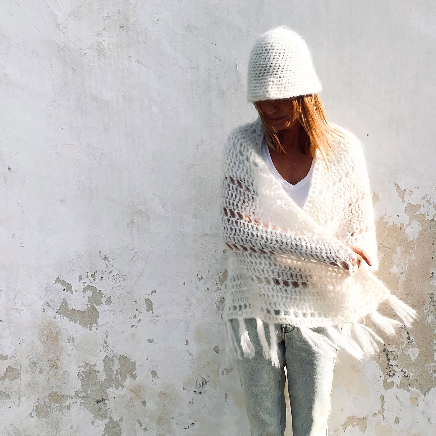 Juliana Crochet Shawl - Women - MO Mohair - S000 Natural - n°74 E - Shop - 7400000136341