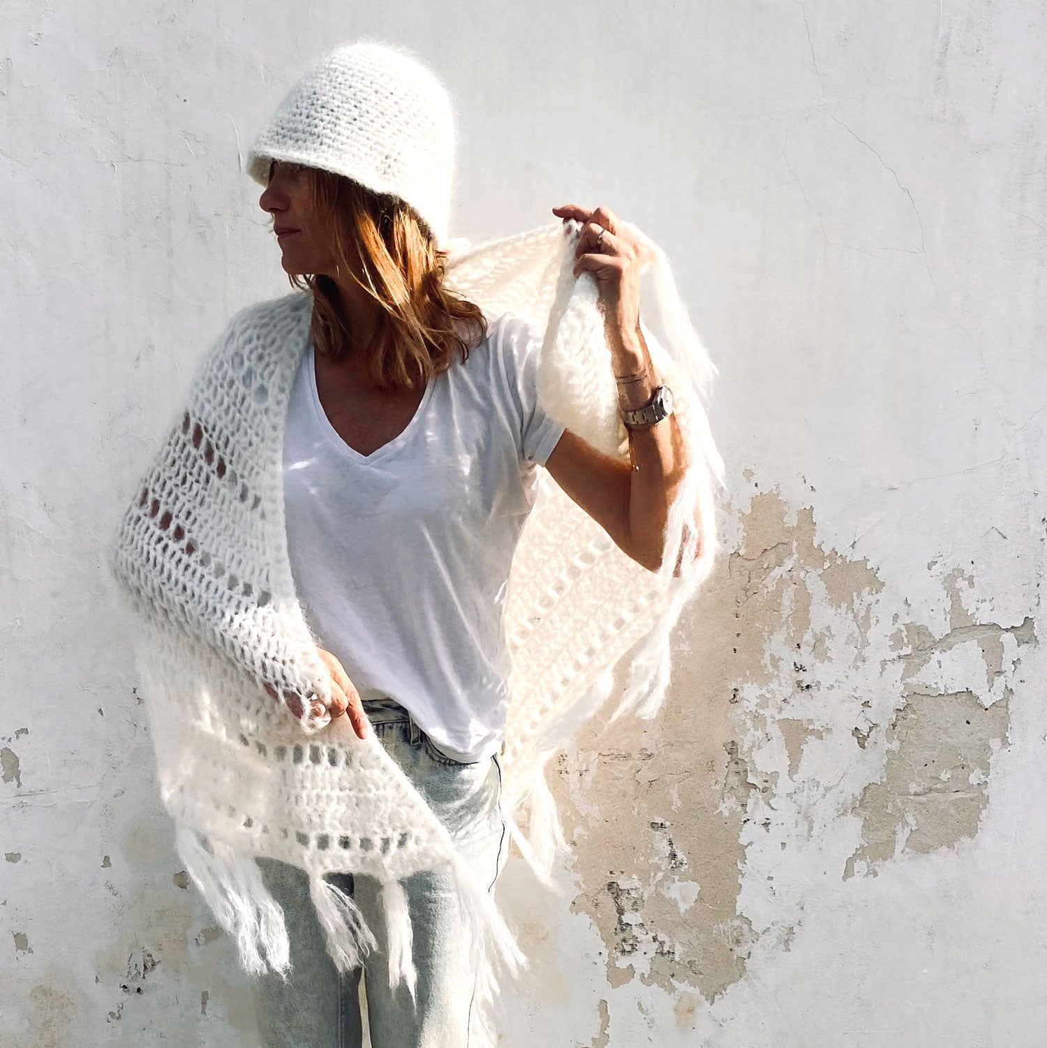 Juliana Crochet Shawl - Women - MO Mohair - S000 Natural - n°74 E - Shop - 7400000136341