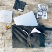 Laptop Case  - WV Woven Velvet - S021 Dark Green Grey