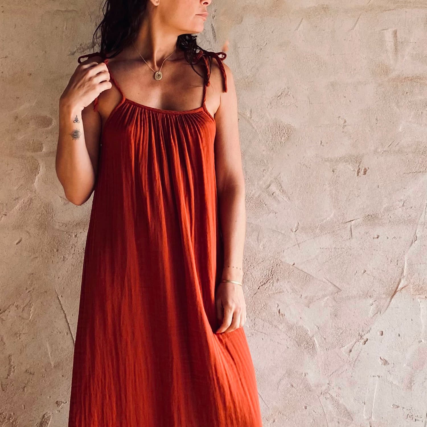 Mia Long Dress - Women - DS Double Saloo - S051 Terracotta - n°74 E - Shop - 7400000136400