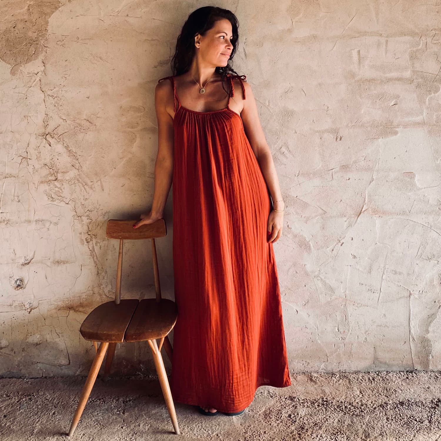 Mia Long Dress  - Women - DS Double Saloo - S051 Terracotta